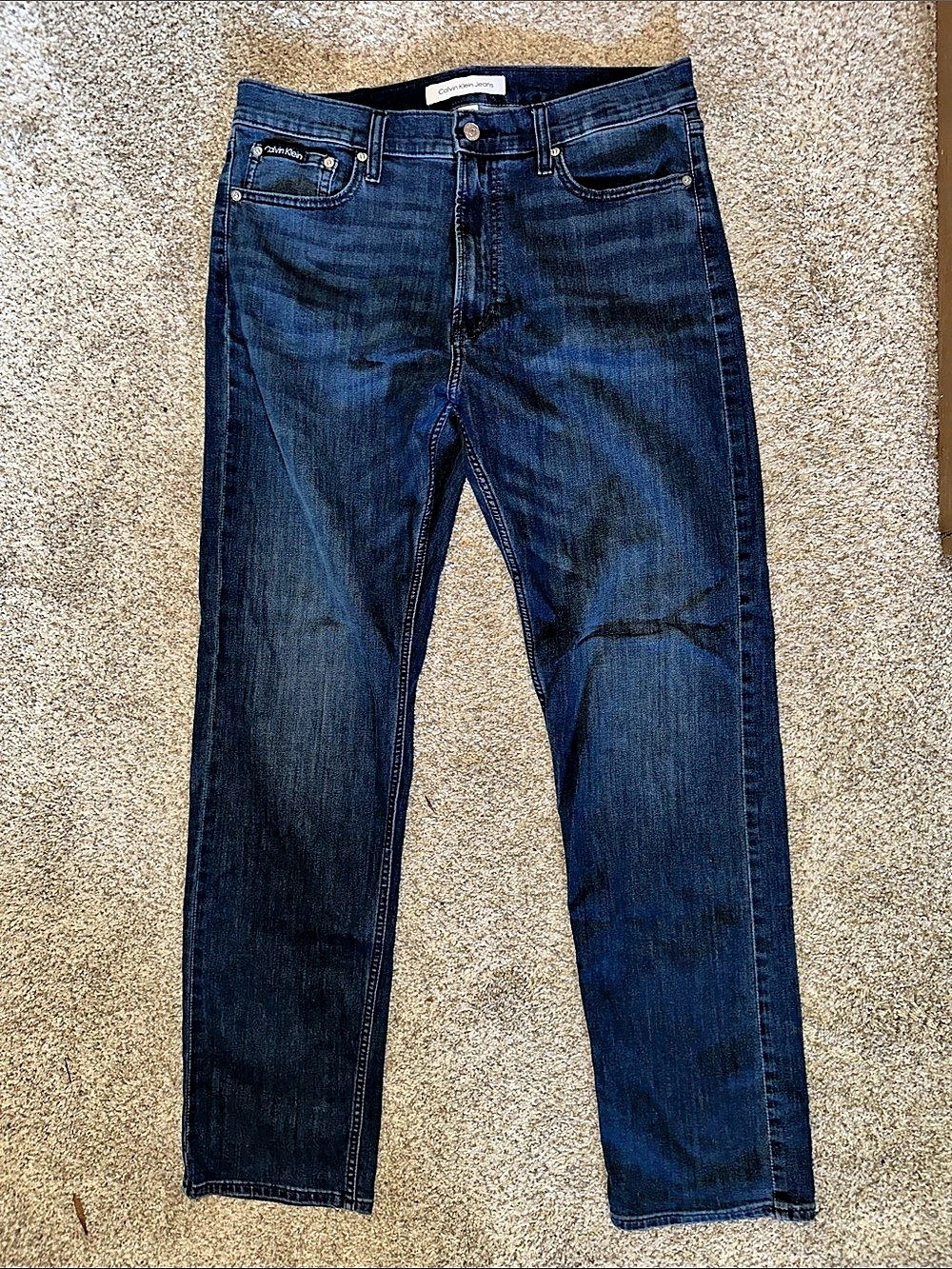 Calvin Klein Jeans Straight Fit Straight Leg Blue Waist 34